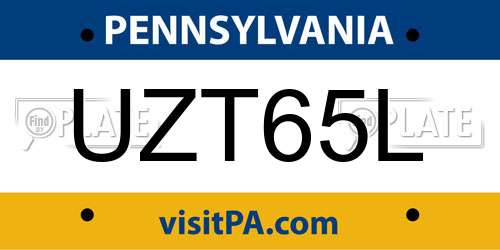 UZT65L Pennsylvania License Plate