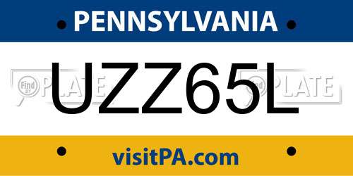 UZZ65L Pennsylvania License Plate