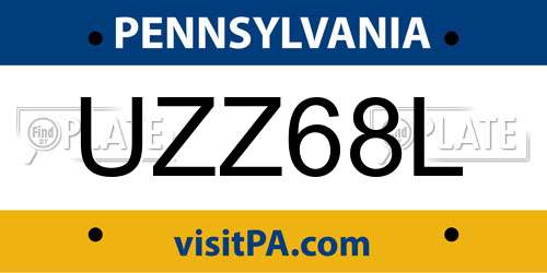UZZ68L Pennsylvania License Plate