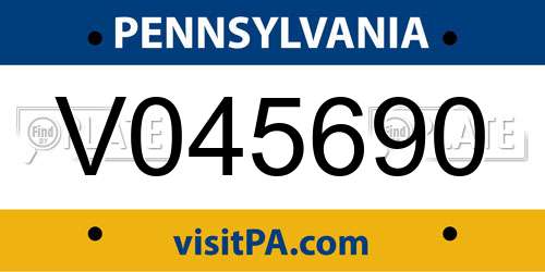 V045690 Pennsylvania License Plate