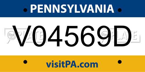 V04569D Pennsylvania License Plate