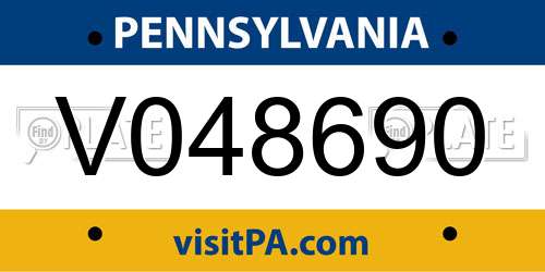 V048690 Pennsylvania License Plate