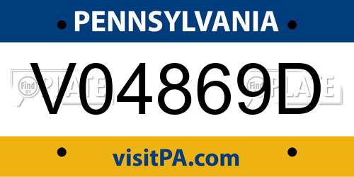 V04869D Pennsylvania License Plate