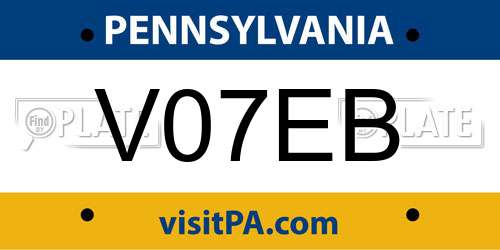 V07EB Pennsylvania License Plate