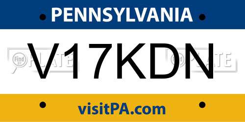 V17KDN Pennsylvania License Plate