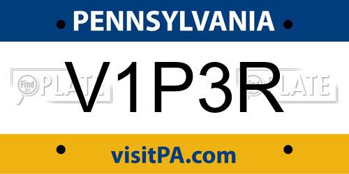 V1P3R Pennsylvania License Plate