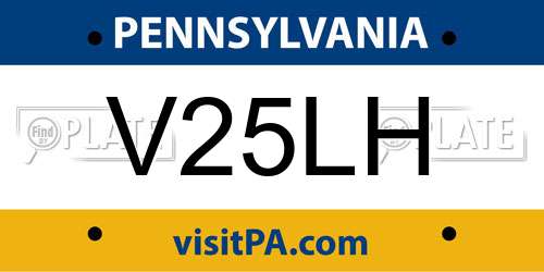 V25LH Pennsylvania License Plate
