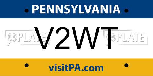 V2WT Pennsylvania License Plate