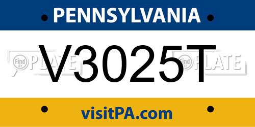V3025T Pennsylvania License Plate