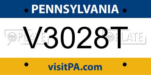 V3028T Pennsylvania License Plate