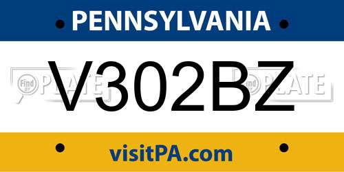 V302BZ Pennsylvania License Plate