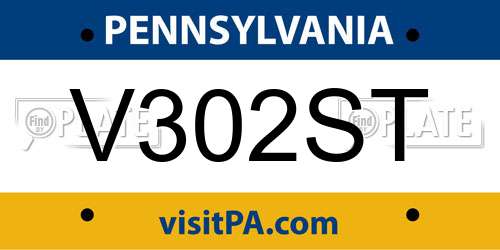 V302ST Pennsylvania License Plate