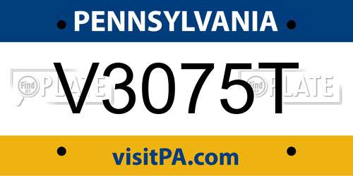 V3075T Pennsylvania License Plate