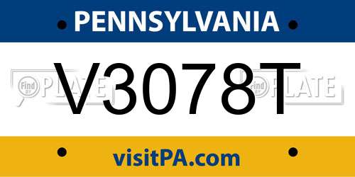 V3078T Pennsylvania License Plate