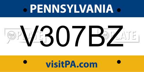 V307BZ Pennsylvania License Plate