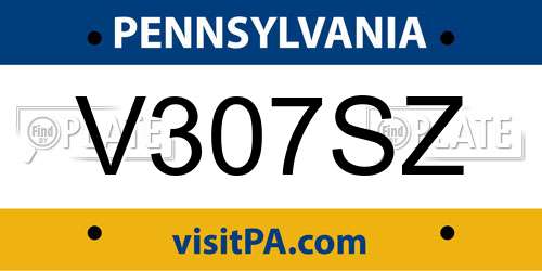 V307SZ Pennsylvania License Plate
