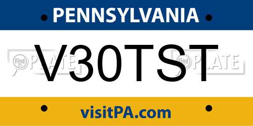 V30TST Pennsylvania License Plate