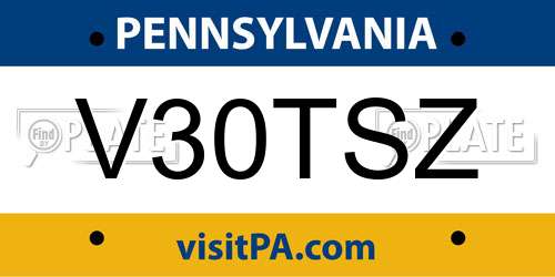 V30TSZ Pennsylvania License Plate