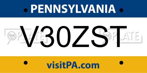 V30ZST Pennsylvania License Plate