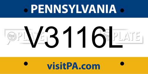V3116L Pennsylvania License Plate