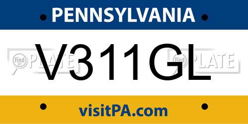 V311GL Pennsylvania License Plate