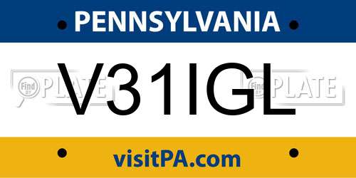 V31IGL Pennsylvania License Plate
