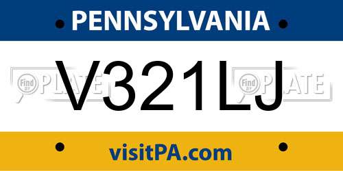 V321LJ Pennsylvania License Plate