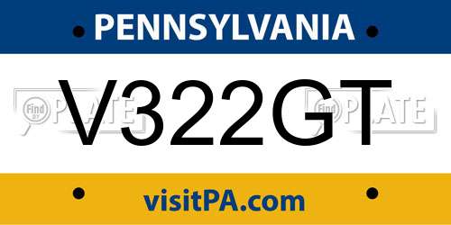 V322GT Pennsylvania License Plate