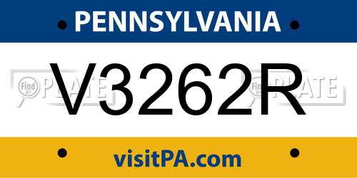 V3262R Pennsylvania License Plate