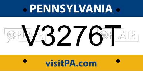 V3276T Pennsylvania License Plate