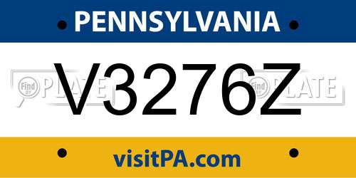 V3276Z Pennsylvania License Plate