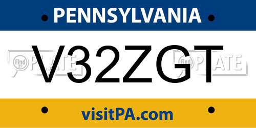 V32ZGT Pennsylvania License Plate