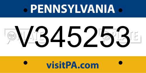 V345253 Pennsylvania License Plate
