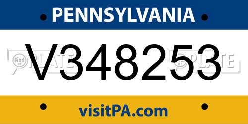 V348253 Pennsylvania License Plate