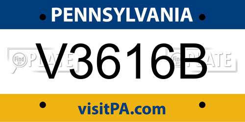 V3616B Pennsylvania License Plate