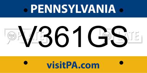 V361GS Pennsylvania License Plate