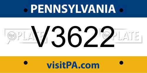V3622 Pennsylvania License Plate