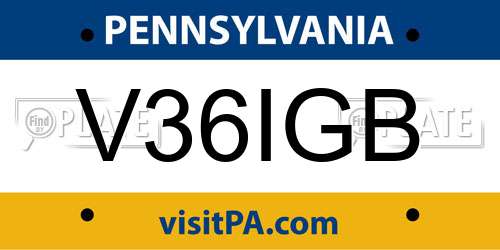 V36IGB Pennsylvania License Plate