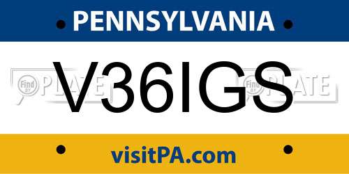 V36IGS Pennsylvania License Plate