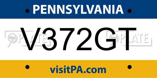 V372GT Pennsylvania License Plate