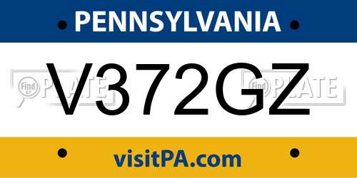 V372GZ Pennsylvania License Plate
