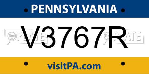 V3767R Pennsylvania License Plate