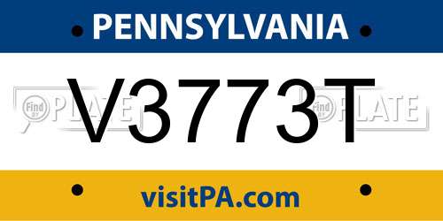 V3773T Pennsylvania License Plate