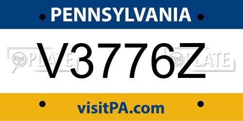 V3776Z Pennsylvania License Plate