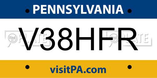V38HFR Pennsylvania License Plate