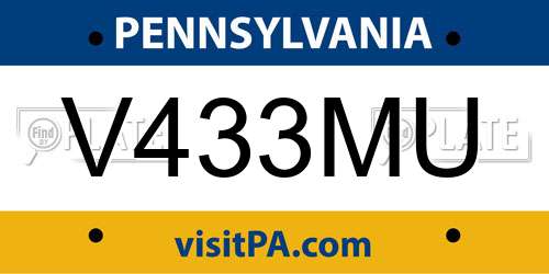 V433MU Pennsylvania License Plate