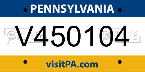 V450104 Pennsylvania License Plate