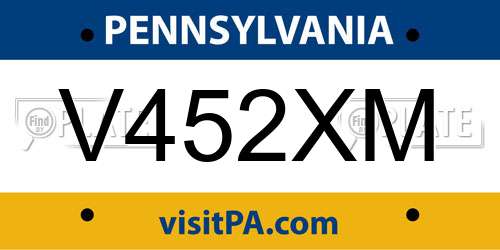 V452XM Pennsylvania License Plate