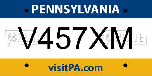 V457XM Pennsylvania License Plate