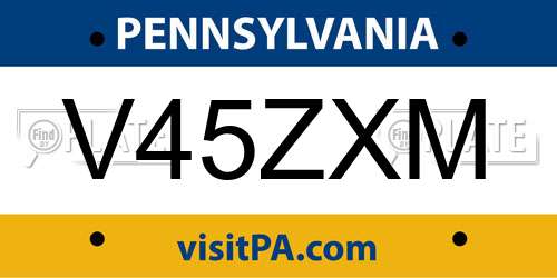 V45ZXM Pennsylvania License Plate